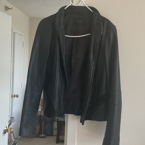 Tahari Black Leather Jacket for Women